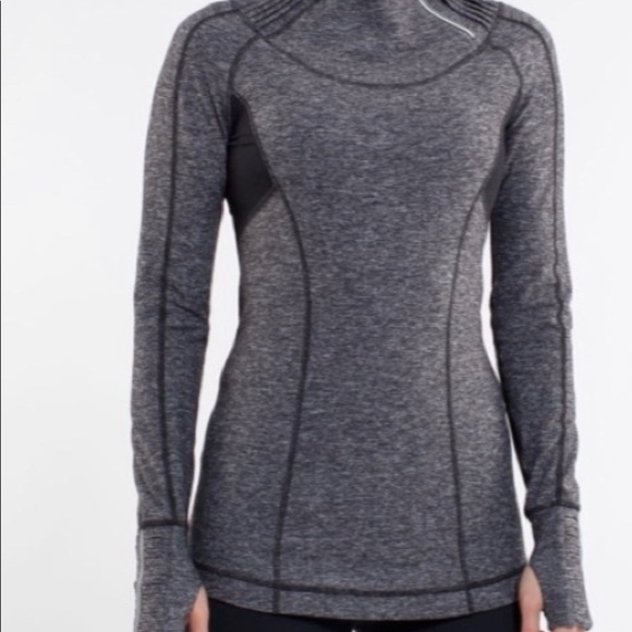 Lululemon Run: Back On Track Gray/Black Hooded Pullover-EUC—Size 12 - Picture 2 of 12